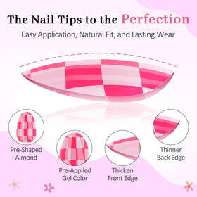 Qiek press-on nails on a child hand showing scale and natural fit for fingers