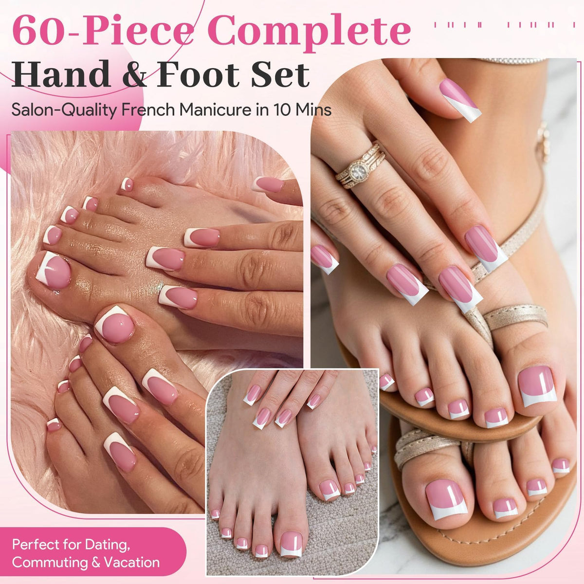 QIEK toe nails on feet in lifestyle shot showcasing matching pedicure convenience