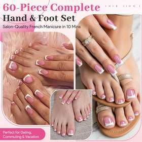 QIEK toe nails on feet in lifestyle shot showcasing matching pedicure convenience