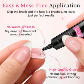 QIEK press-on application in hand demonstrating quick 15s tack and easy use