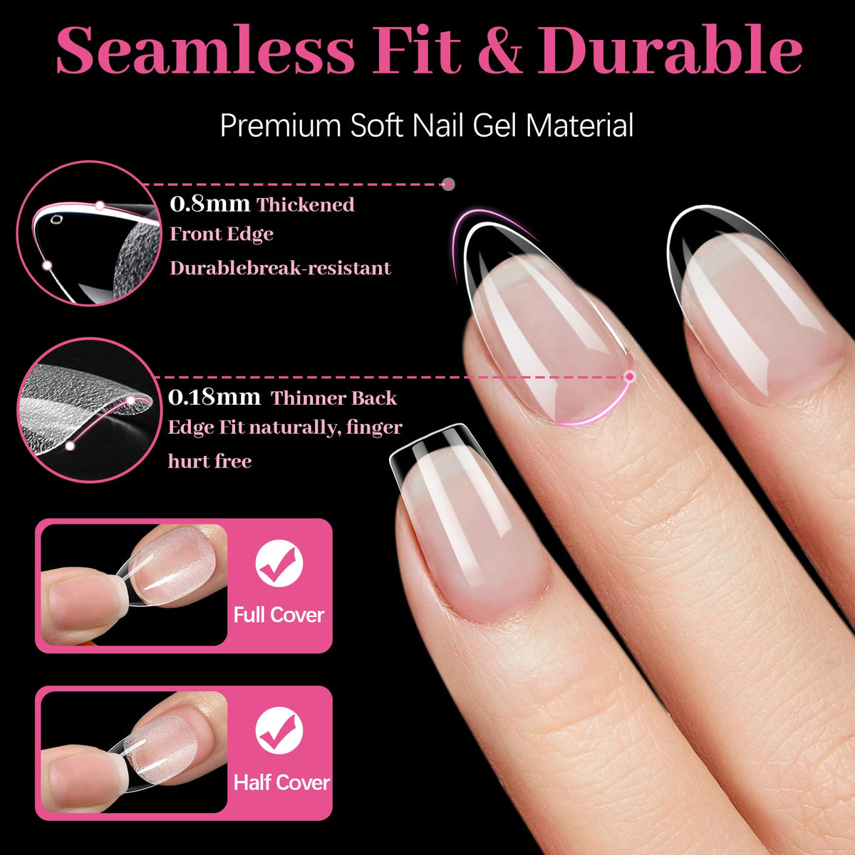 QIEK ultra-thin 0.22mm cuticle edge detail for seamless blending