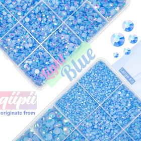 qiipii detailed view of 14-facet light blue AB finish showing vibrant refraction