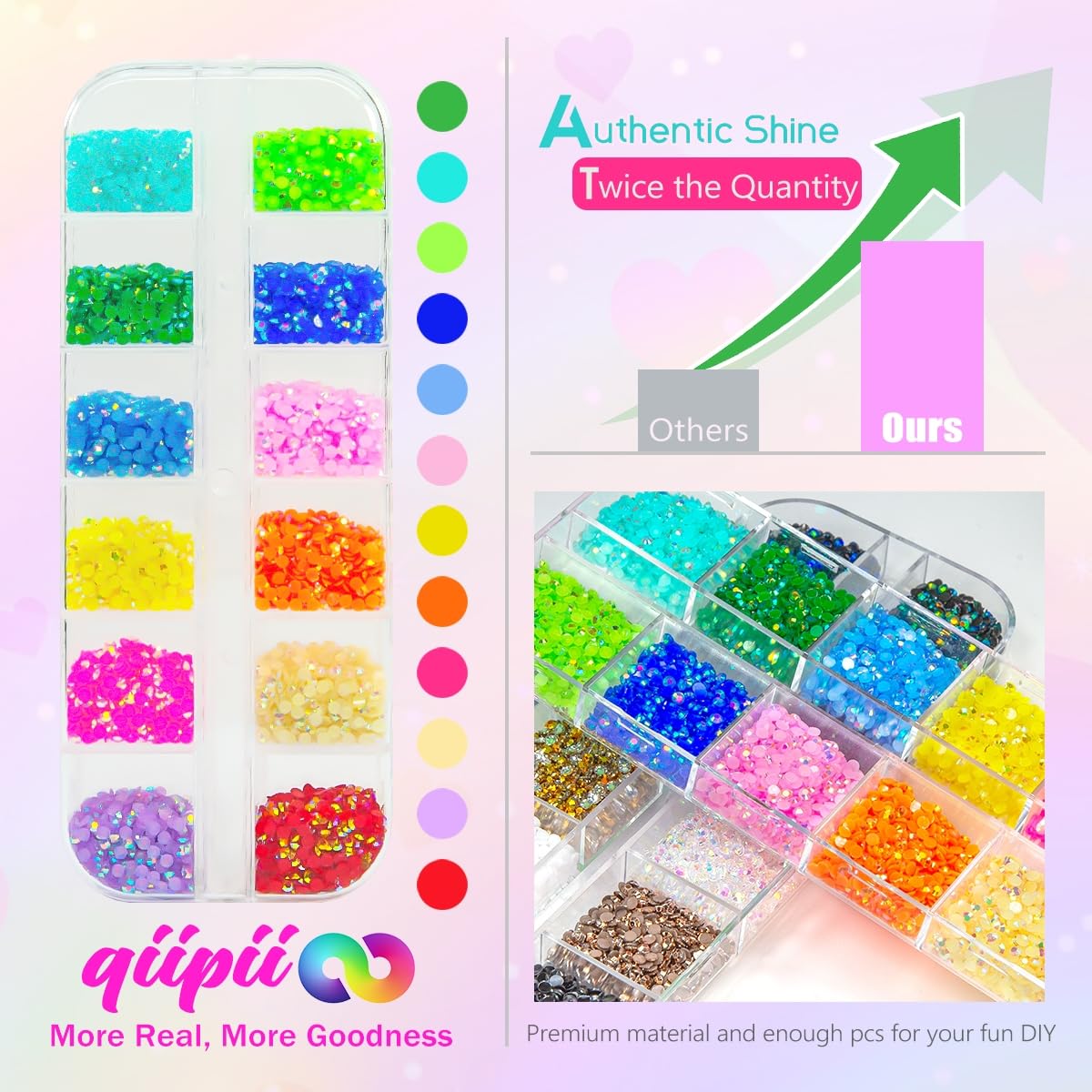 qiipii included tweezer with open box for easy placement and tidy storage