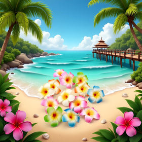 Qintreesify plumeria worn on beach showcasing event-ready tropical accessory
