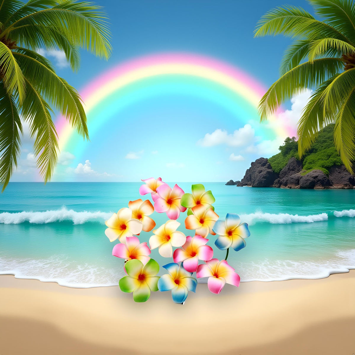 Qintreesify plumeria in styled ponytail demonstrating quick tropical accent