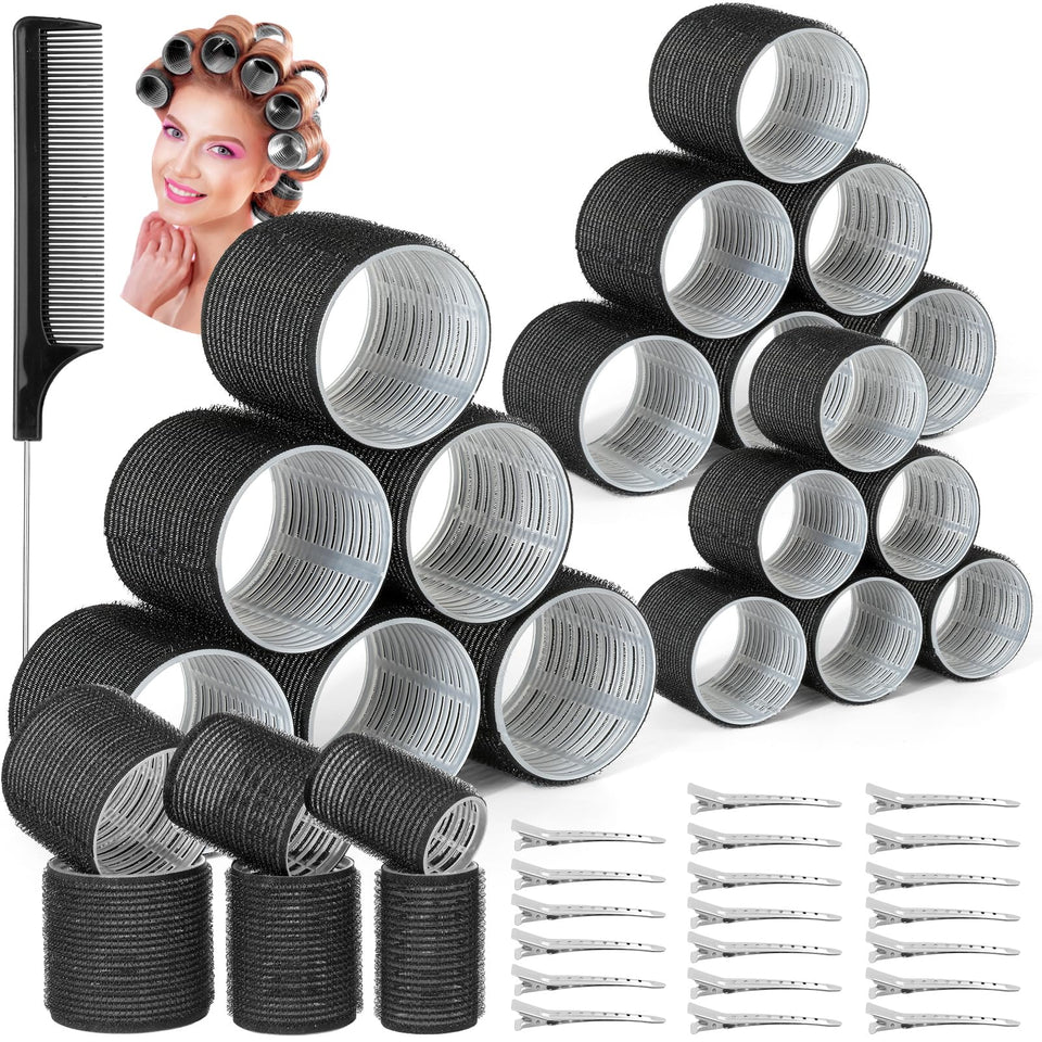 Qinzave front packaging showing full roller set and accessories for easy styling