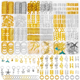 Qinzave front packaging showing full 305-piece gold and silver hair jewelry set for versatile styling