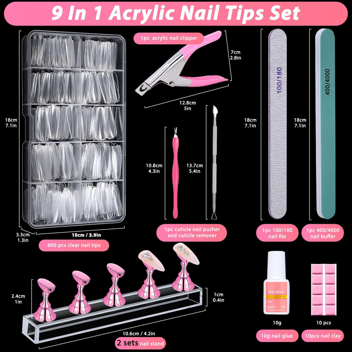 Qinzave pink magnetic display stand with mounted tips to practice and present designs