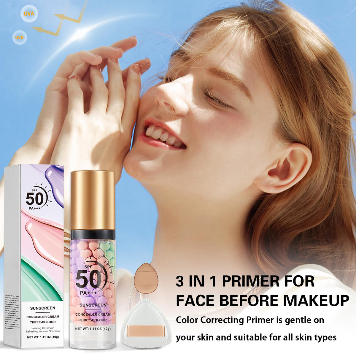 QIUFSSE primer tucked in a makeup bag for daily sun protection