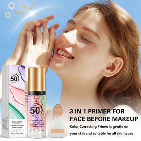 QIUFSSE primer tucked in a makeup bag for daily sun protection