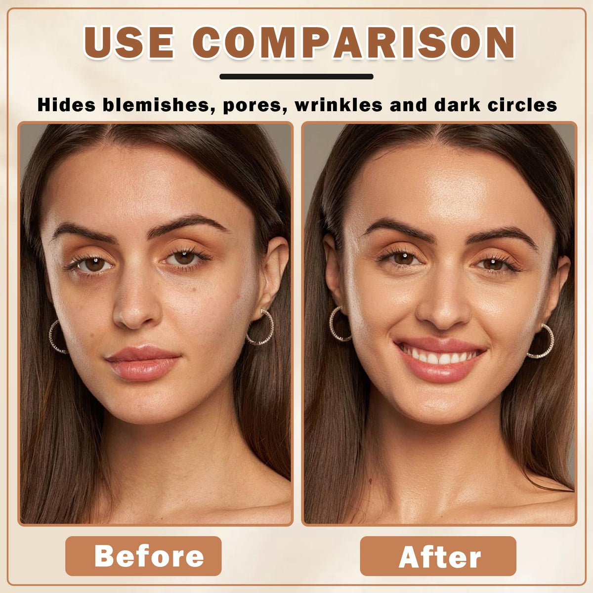 QIUFSSE texture close-up revealing silky formula that blurs skin texture