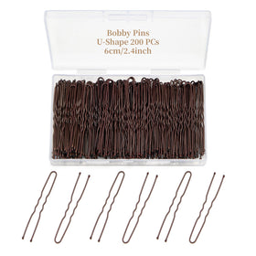 QIUTIMIY front packaging clear box with 200 brown U-shaped pins for organized storage and travel
