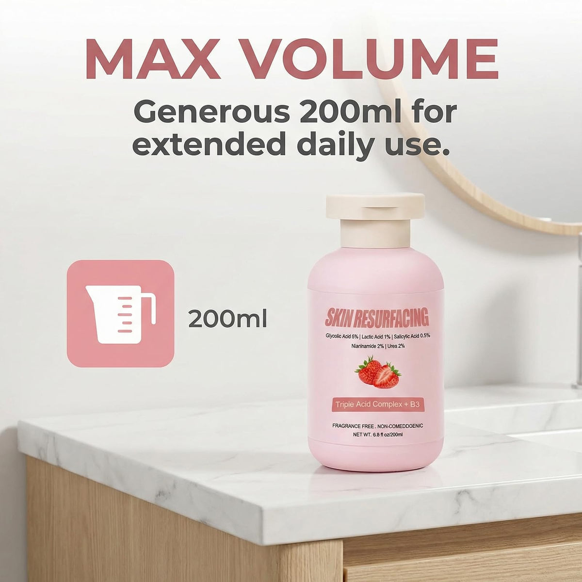 Qiuumey lifestyle bathroom shelf showing product integrated into routine