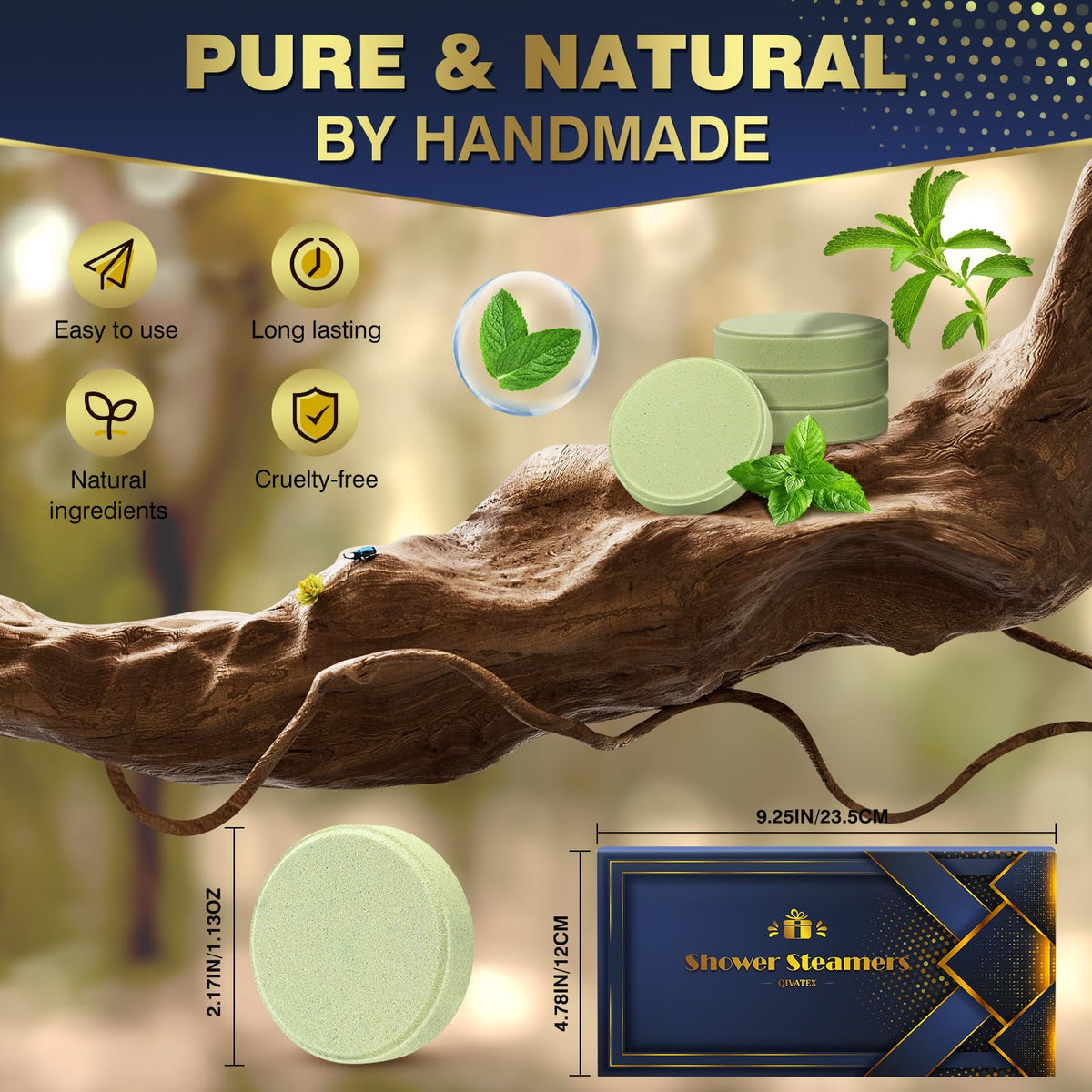 Qivatex peppermint steamer with water splash demonstrating invigorating scent release