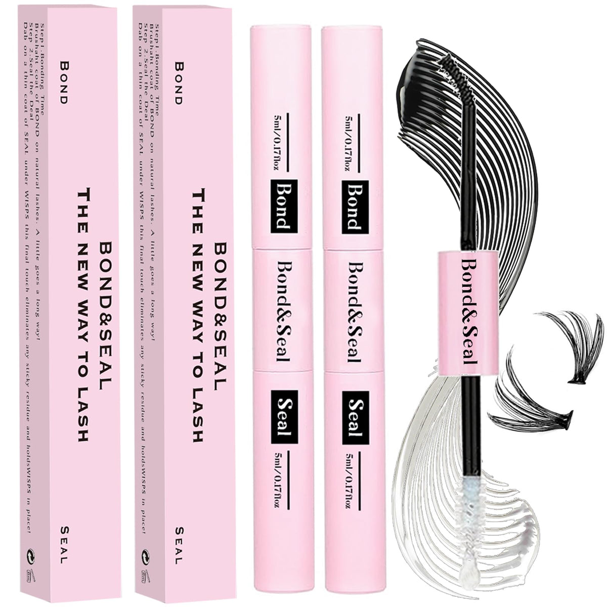 Qiveaory front packaging showing the 2-in-1 lash bond and seal for compact convenience