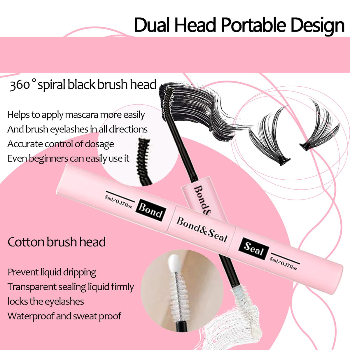 Qiveaory spiral mini brush tip detail for controlled, accurate adhesive placement