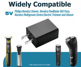 Qjin adapter connected to Philips Norelco shaver, fast convenient charging