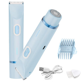 QLWQ front view of trimmer showing dual heads and ergonomic grip for easy control