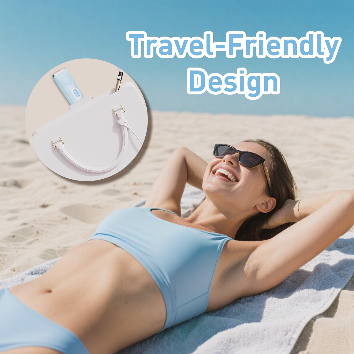 QLWQ trimmer in hand trimming bikini area for precise, comfortable shaping