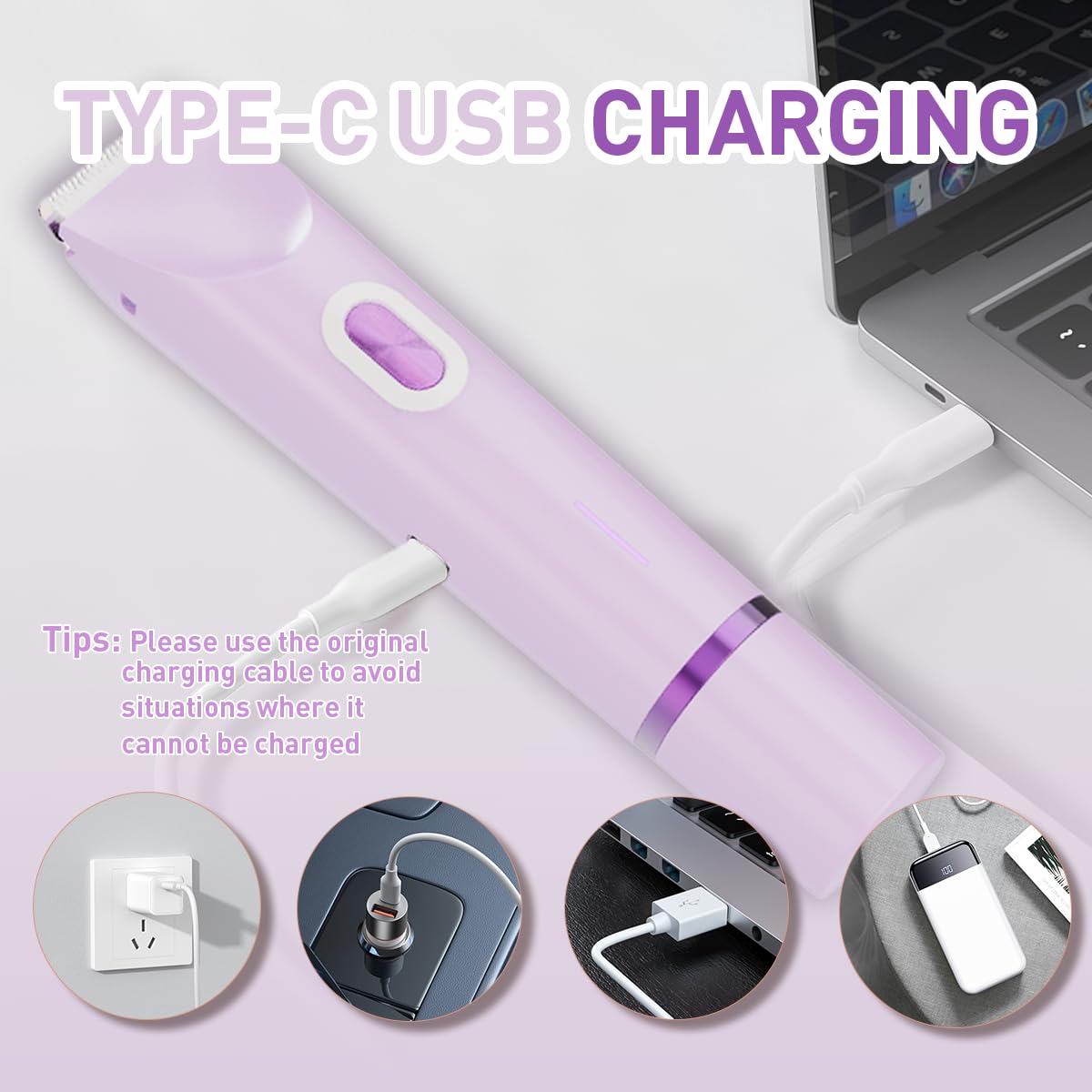 QLWQ trimmer with travel pouch and USB-C cable for fast charging on the go