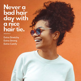 Qooocy hair tie securing a high ponytail on thick hair for long-lasting hold