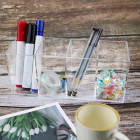 QPEY on vanity displaying brushes and cosmetics for neat styling