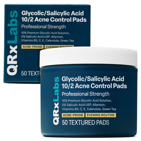 QRxLabs front packaging showing jar and label, highlighting convenient acne solution