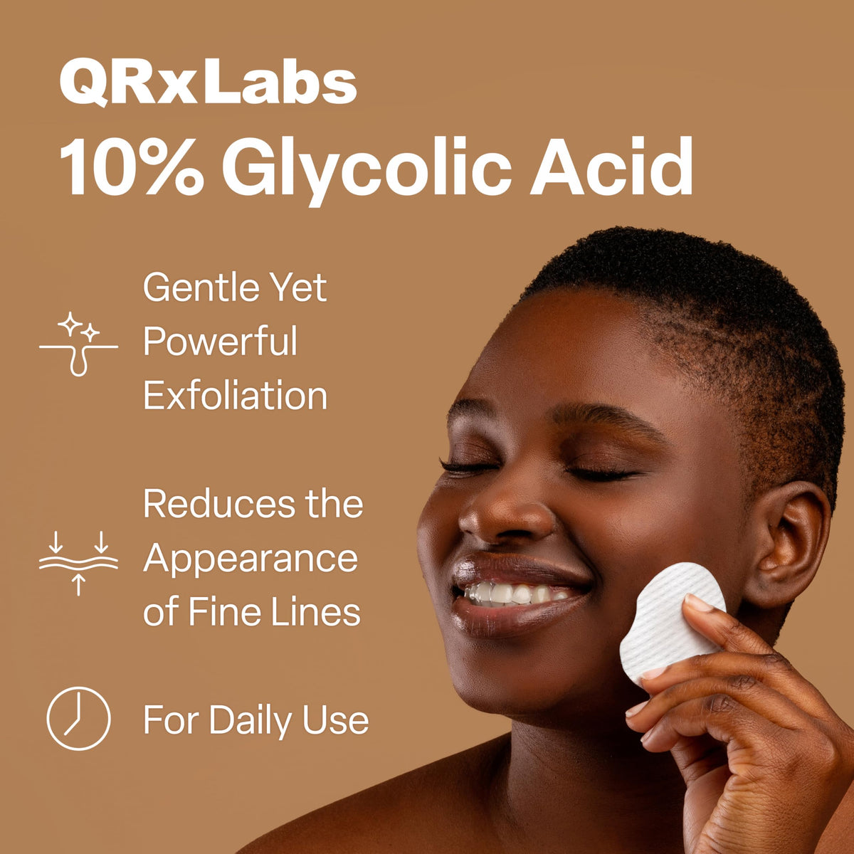 QRxLabs textured pad close-up showing gentle exfoliating surface for effective renewal