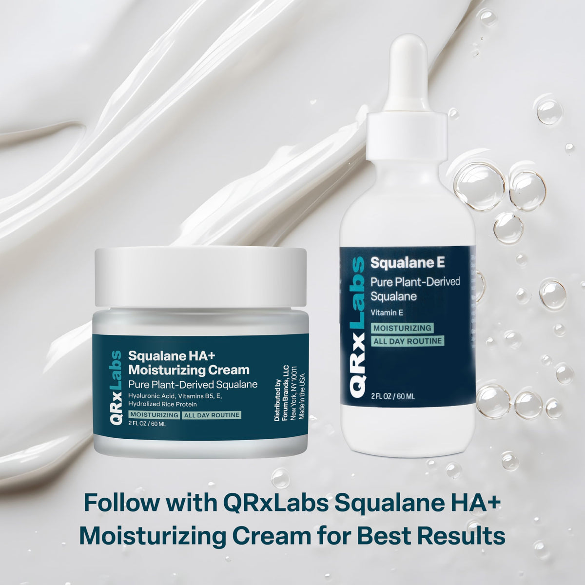 QRxLabs next to common items showing 2 fl oz scale and travel-friendly benefit