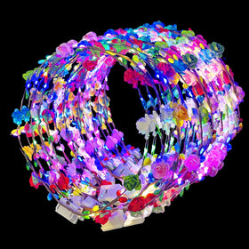 QSJQllo front view of LED flower crown showing glow and floral design for photos