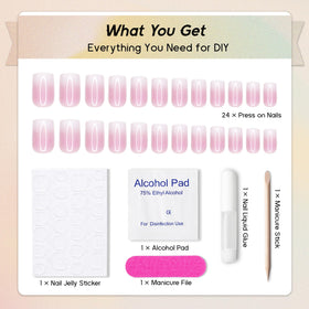 Qsnidy manicure tools and glue included for easy at-home application
