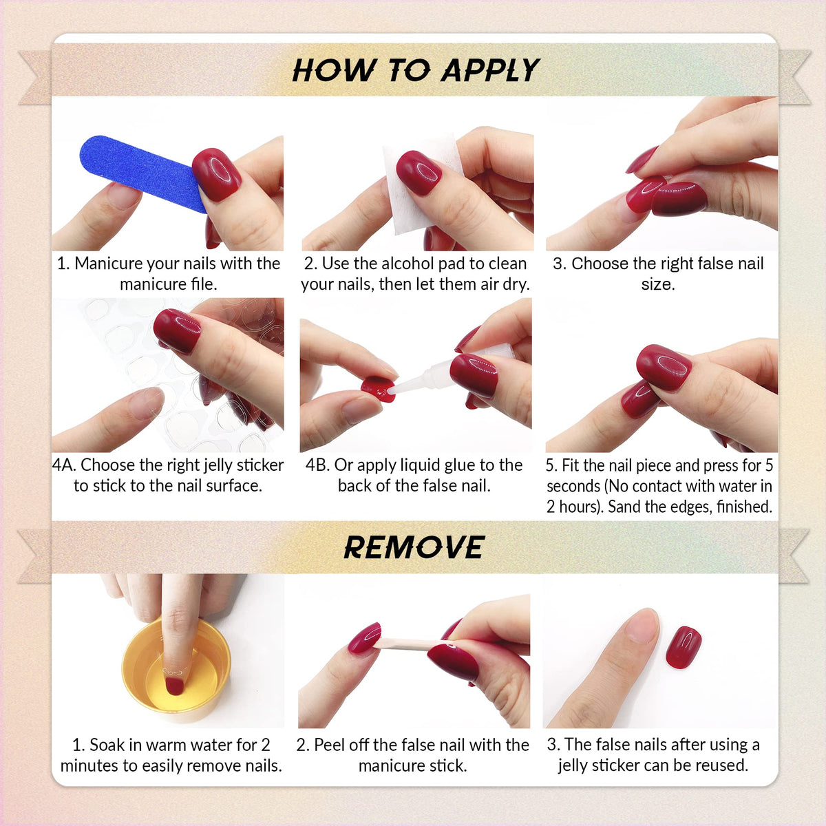 Qsnidy nails worn on hands in lifestyle scene for polished look