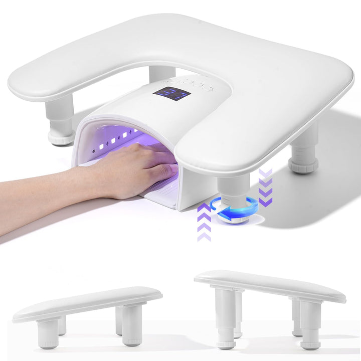 Quaferen front view white arm rest showing ergonomic U-shape and support benefit