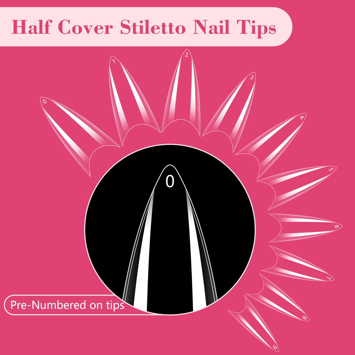 Quaferen stiletto tip held in hand to show medium length and realistic scale