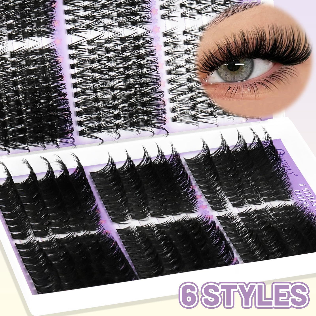 QUAFFLY model applying cluster lashes demonstrating simple DIY application