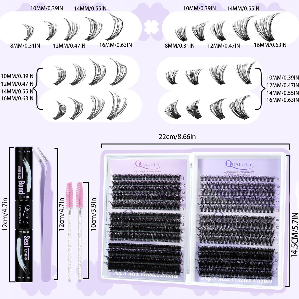 QUAFFLY finished fluffy cat-eye lashes showcasing lift and dramatic effect