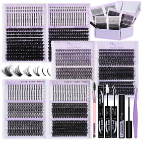 QUAFFLY front packaging showing full 1676-piece D curl kit, easy storage benefit