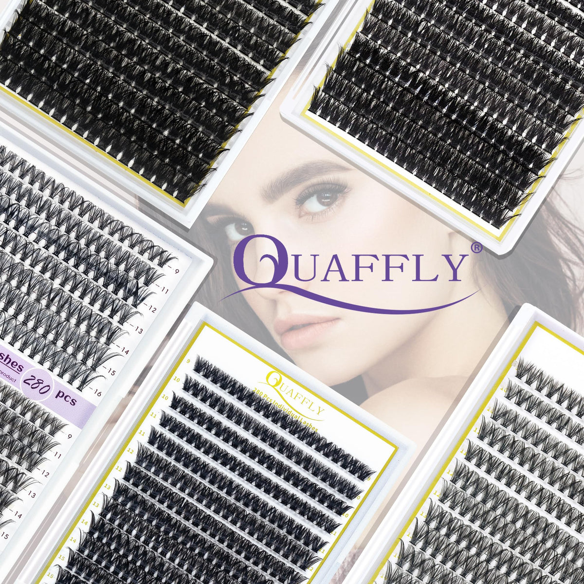 QUAFFLY product label and ingredient list emphasizing gentle, hypoallergenic adhesive