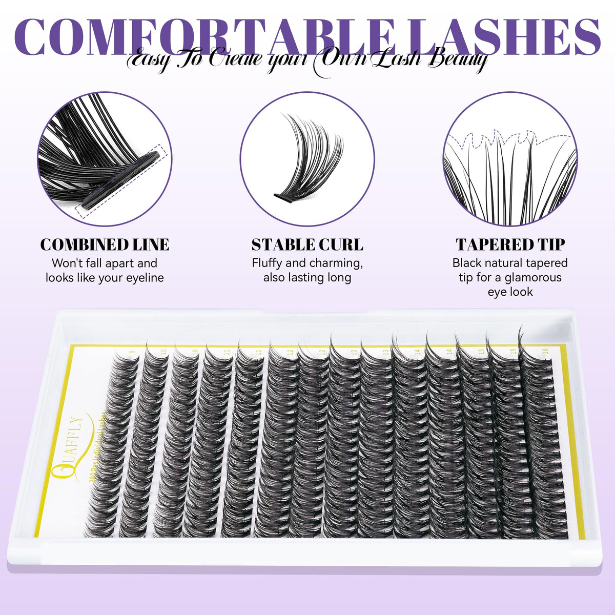 QUAFFLY lashes applied on eye demonstrating blended, natural-to-dramatic enhancement