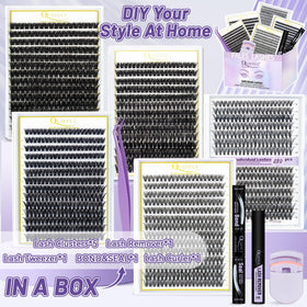 QUAFFLY arranged tools including glue, remover, tweezers and curler for application control
