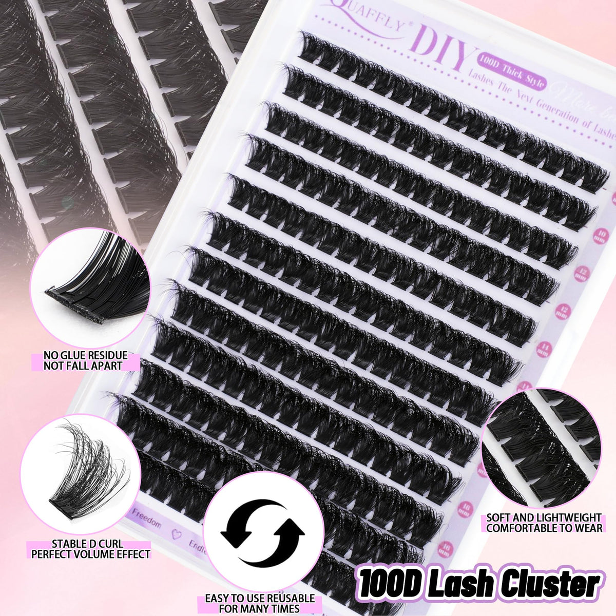 QUAFFLY tweezers and dual brushes aiding precise lash application