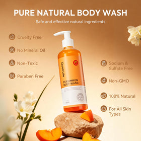 Person washing feet and underarms with QualiLife to reduce stubborn odors