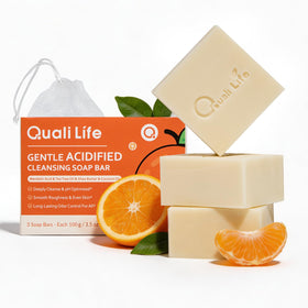 QualiLife front packaging showing deodorizing acidified bar benefits