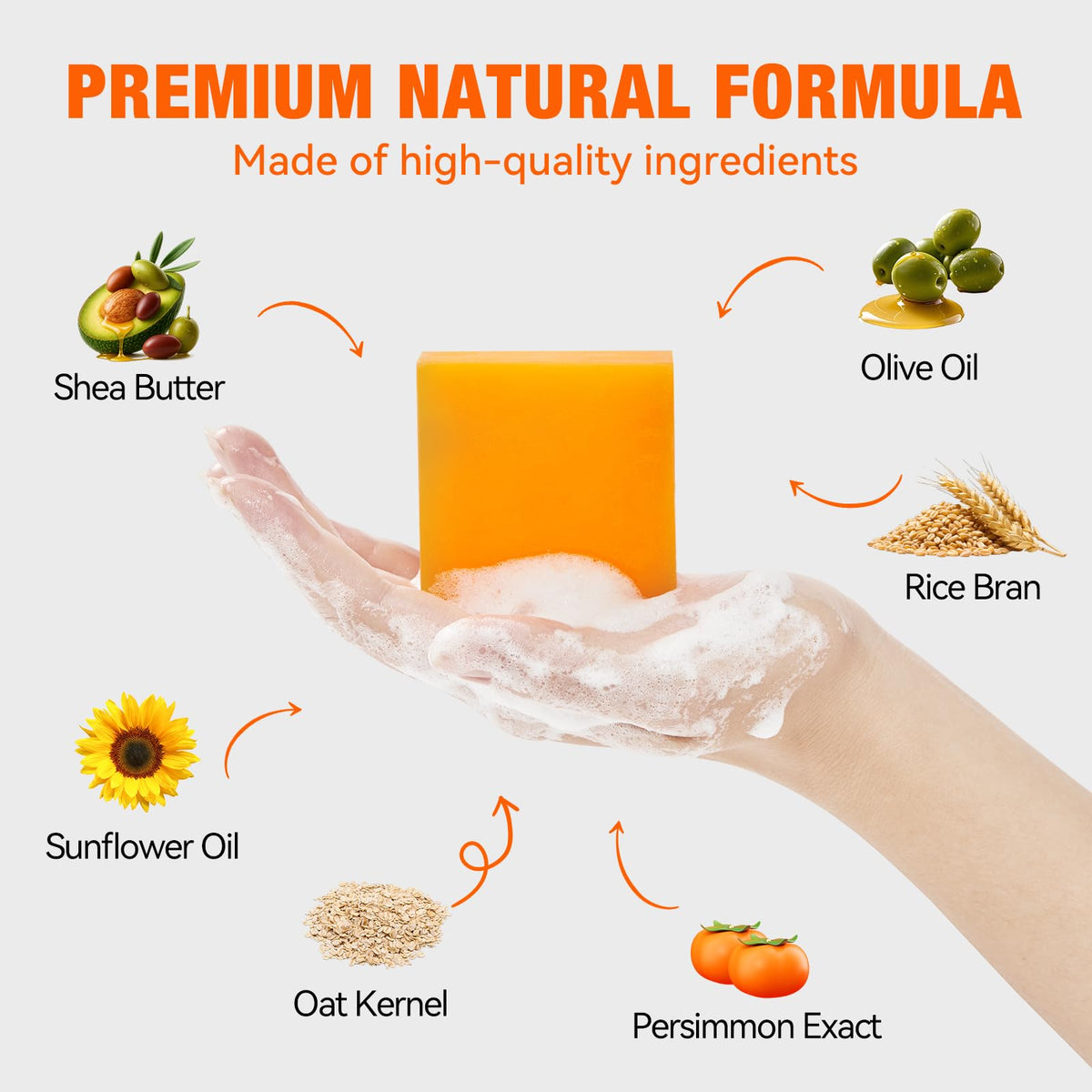 QualiLife soap lathering into light foam, demonstrating gentle cleansing action