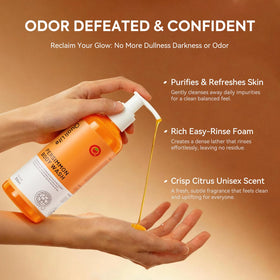 QualiLife persimmon body wash creamy lather texture delivering gentle cleansing