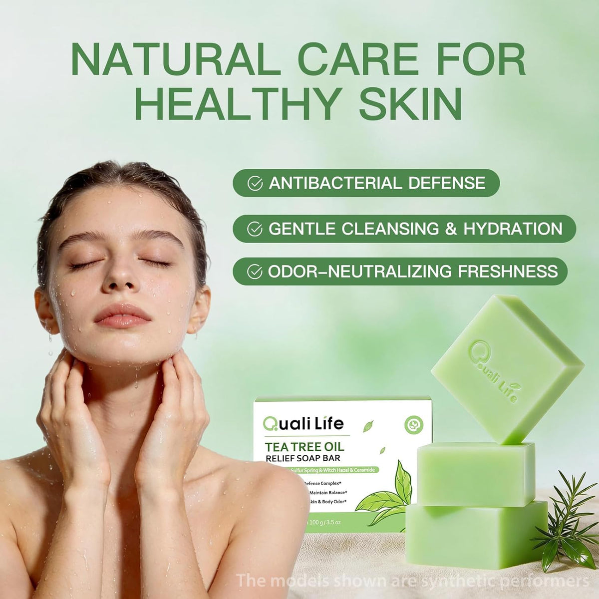 Three QualiLife soap bars arranged to show pack quantity and convenience for travel