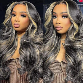 QUANDIAN front packaging showing 28-inch balayage wig and included details