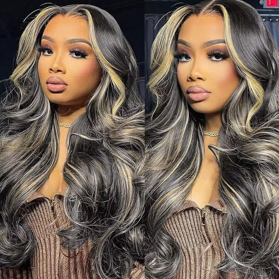 QUANDIAN front packaging showing 28-inch balayage wig and included details