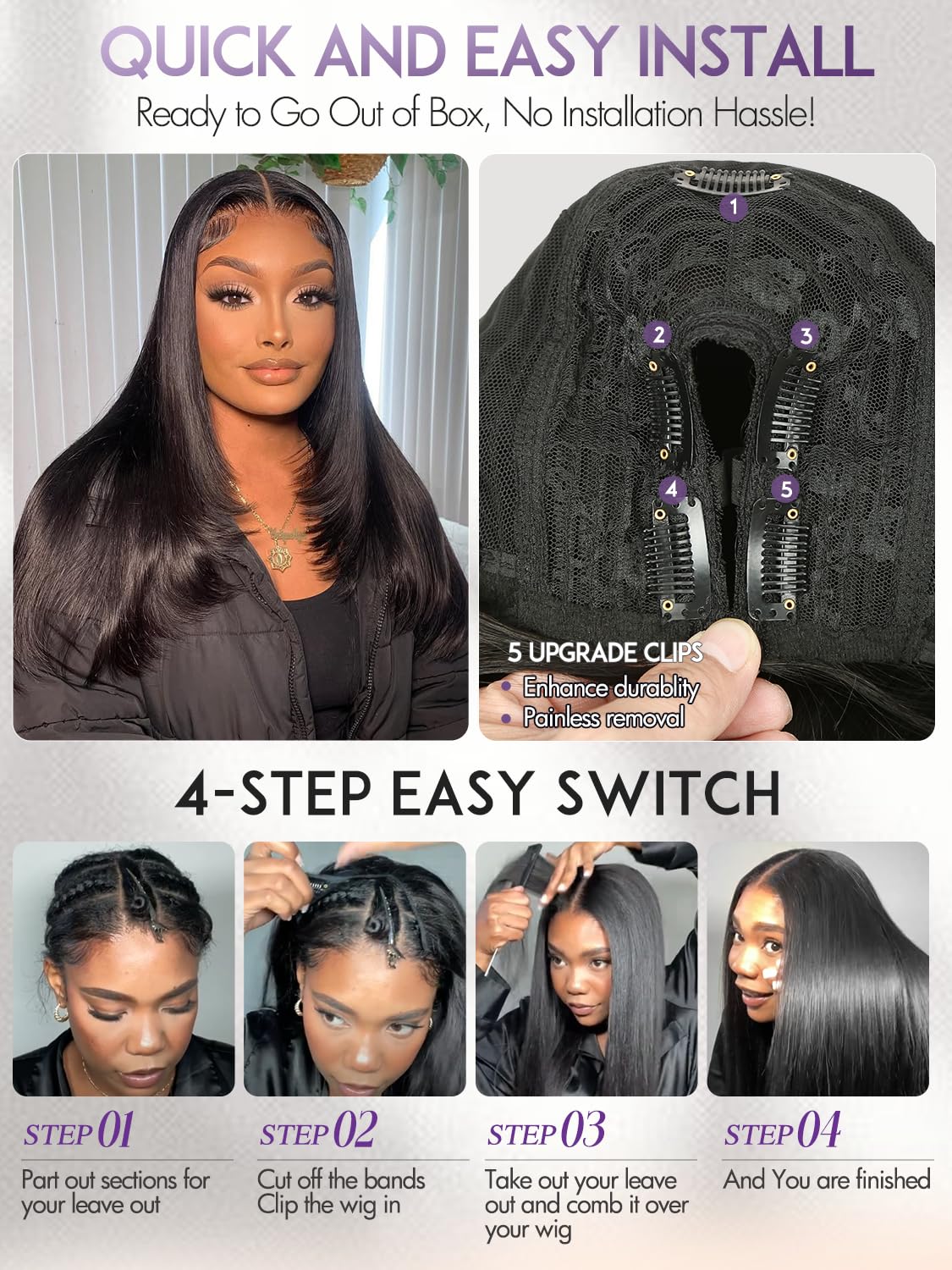 Quantum Love demonstration of clip-in application for quick, beginner-friendly styling