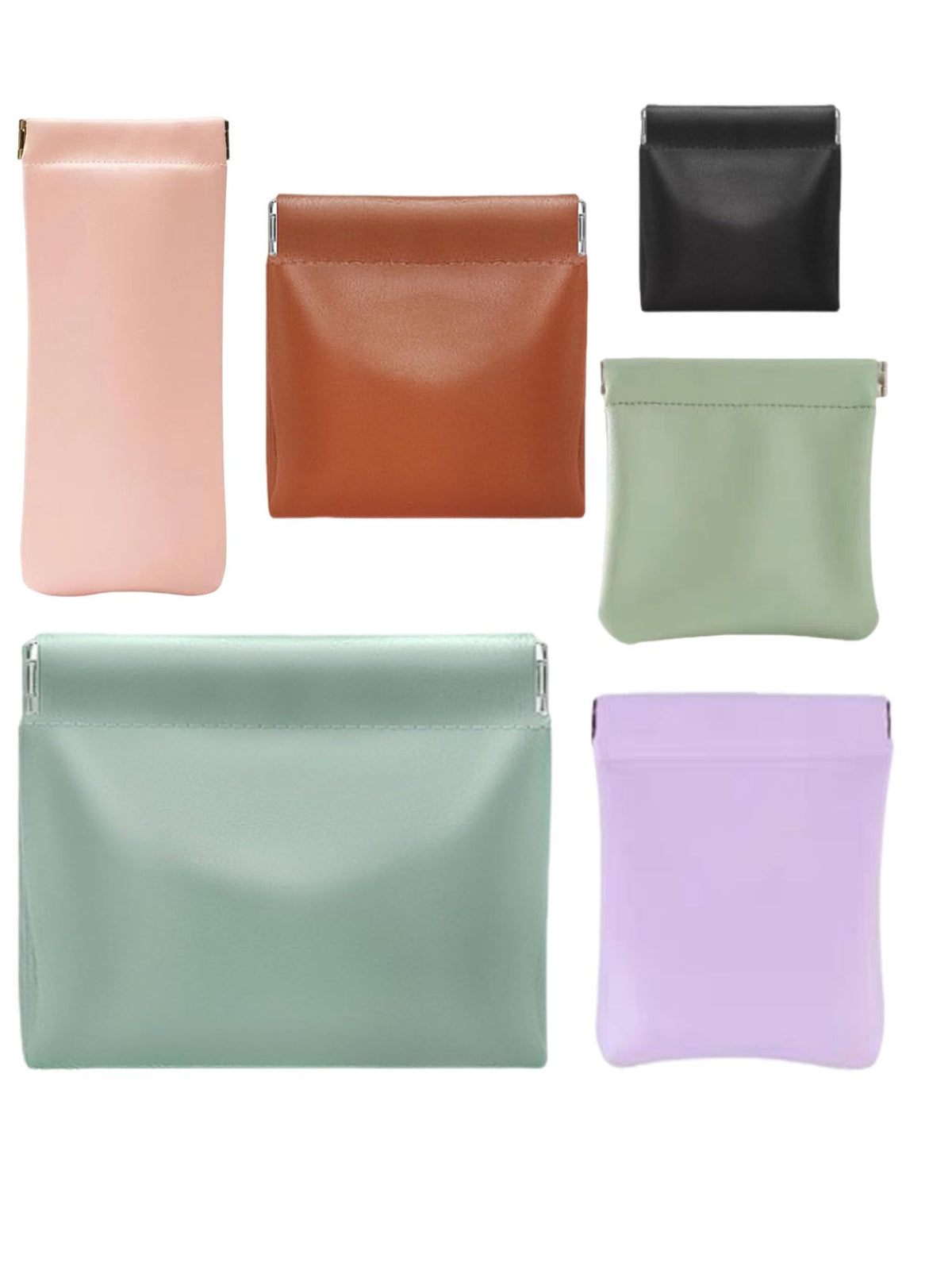 Quarter Rainbow front set display showing six mixed-color pouches and neat organization benefit